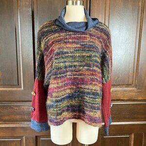 Phyllis Maxx Women's Mohair Sweater Art to Wear Multicolor Cowl Neck Size XL USA